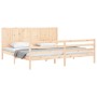 Double bed frame with solid wood headboard by , Beds and slatted bases - Ref: Foro24-3194521, Price: 184,99 €, Discount: %