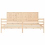 Double bed frame with solid wood headboard by , Beds and slatted bases - Ref: Foro24-3194521, Price: 184,99 €, Discount: %