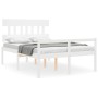 Cama para personas mayores con cabecero madera maciza blanco de , Camas y somieres - Ref: Foro24-3195387, Precio: 163,02 €, D...