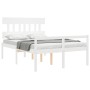 Cama para personas mayores con cabecero madera maciza blanco de , Camas y somieres - Ref: Foro24-3195387, Precio: 163,02 €, D...