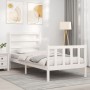 Estructura de cama individual con cabecero madera maciza blanco de , Camas y somieres - Ref: Foro24-3191867, Precio: 102,74 €...