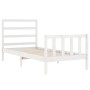 Estructura de cama individual con cabecero madera maciza blanco de , Camas y somieres - Ref: Foro24-3191867, Precio: 102,74 €...