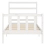 Estructura de cama individual con cabecero madera maciza blanco de , Camas y somieres - Ref: Foro24-3191867, Precio: 102,74 €...