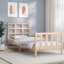 Bed frame with solid wood headboard 100x200 cm by , Beds and slatted bases - Ref: Foro24-3192091, Price: 125,36 €, Discount: %