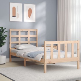 Estructura de cama con cabecero madera maciza 100x200 cm de , Camas y somieres - Ref: Foro24-3192091, Precio: 116,99 €, Descu...