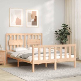 Bed frame with solid wood headboard 140x200 cm by , Beds and slatted bases - Ref: Foro24-3192426, Price: 131,25 €, Discount: %