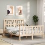 Double bed frame with solid wood headboard by , Beds and slatted bases - Ref: Foro24-3192466, Price: 162,16 €, Discount: %