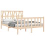 Double bed frame with solid wood headboard by , Beds and slatted bases - Ref: Foro24-3192466, Price: 162,16 €, Discount: %