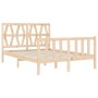 Double bed frame with solid wood headboard by , Beds and slatted bases - Ref: Foro24-3192466, Price: 162,16 €, Discount: %