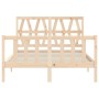 Double bed frame with solid wood headboard by , Beds and slatted bases - Ref: Foro24-3192466, Price: 162,16 €, Discount: %