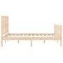 Double bed frame with solid wood headboard by , Beds and slatted bases - Ref: Foro24-3192466, Price: 162,16 €, Discount: %