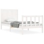 Single bed frame with white solid wood headboard by , Beds and slatted bases - Ref: Foro24-3192582, Price: 133,91 €, Discount: %