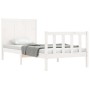 Single bed frame with white solid wood headboard by , Beds and slatted bases - Ref: Foro24-3192582, Price: 133,91 €, Discount: %