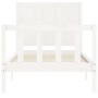 Single bed frame with white solid wood headboard by , Beds and slatted bases - Ref: Foro24-3192582, Price: 133,91 €, Discount: %