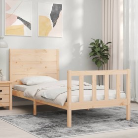 Bed frame with solid wood headboard 100x200 cm by , Beds and slatted bases - Ref: Foro24-3192741, Price: 140,99 €, Discount: %