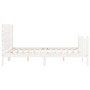 Estructura de cama matrimonio con cabecero madera maciza blanco de , Camas y somieres - Ref: Foro24-3192757, Precio: 194,43 €...