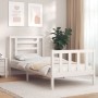 White solid wood bed frame with headboard 100x200 cm by , Beds and slatted bases - Ref: Foro24-3192872, Price: 120,04 €, Disc...