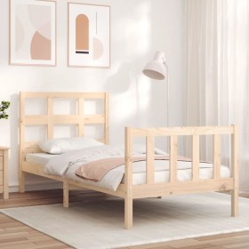 Bed frame with solid wood headboard 100x200 cm by , Beds and slatted bases - Ref: Foro24-3193001, Price: 116,99 €, Discount: %