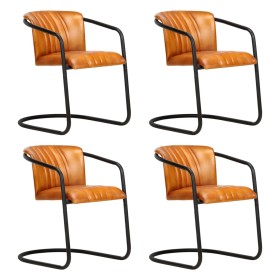 Dining chairs 4 units genuine tan brown leather by , dining chairs - Ref: Foro24-3051380, Price: 569,11 €, Discount: %