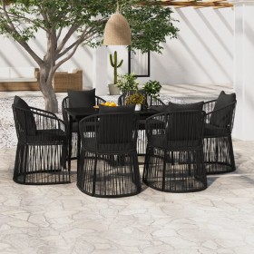 Juego de comedor de jardín 7 piezas con cojines negro de , Conjuntos de jardín - Ref: Foro24-3099194, Precio: 1,00 €, Descuen...