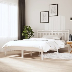 Estructura cama doble pequeña madera maciza blanco 120x190 cm de , Camas y somieres - Ref: Foro24-3100560, Precio: 119,72 €, ...