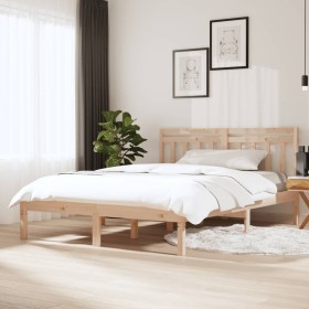 Solid pine wood bed frame 140x190 cm by , Beds and slatted bases - Ref: Foro24-3100569, Price: 108,99 €, Discount: %