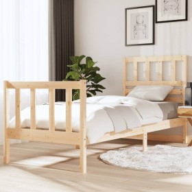 Estructura de cama individual pequeña madera maciza 75x190 cm de , Camas y somieres - Ref: Foro24-3101113, Precio: 100,31 €, ...