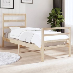 Estructura de cama madera maciza de pino 75x190 cm de , Camas y somieres - Ref: Foro24-3103673, Precio: 91,99 €, Descuento: %