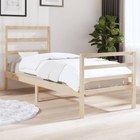 Solid pine wood bed frame 90x190 cm by , Beds and slatted bases - Ref: Foro24-3103678, Price: 85,99 €, Discount: %