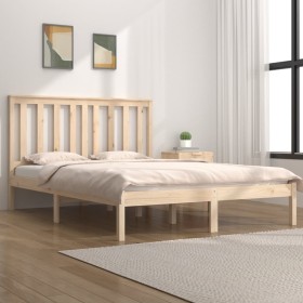 Solid pine wood bed frame 135x190 cm by , Beds and slatted bases - Ref: Foro24-3103818, Price: 125,78 €, Discount: %