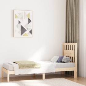 Estructura de cama madera maciza de pino 75x190 cm de , Camas y somieres - Ref: Foro24-3103893, Precio: 83,99 €, Descuento: %