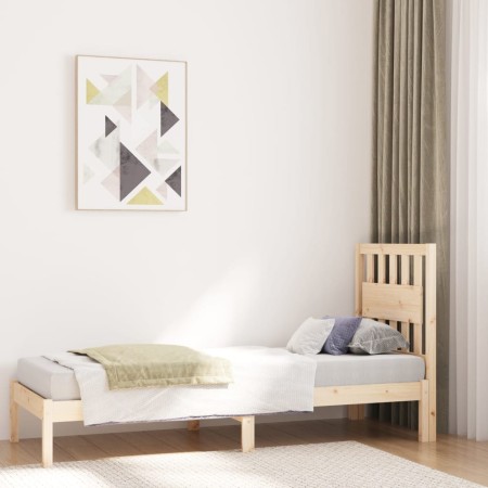 Solid pine wood bed frame 75x190 cm by , Beds and slatted bases - Ref: Foro24-3103893, Price: 83,99 €, Discount: %