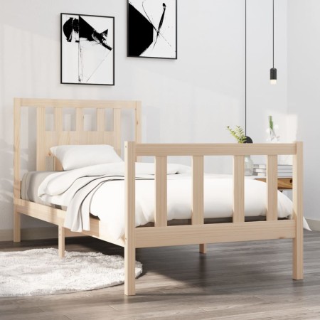 Solid wood bed frame 75x190 cm by , Beds and slatted bases - Ref: Foro24-3104088, Price: 91,16 €, Discount: %