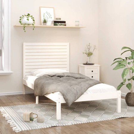 Solid white pine wood bed frame 100x200 cm by , Beds and slatted bases - Ref: Foro24-3104599, Price: 124,99 €, Discount: %