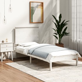 Estructura de cama madera maciza individual blanco 75x190 cm de , Camas y somieres - Ref: Foro24-3104764, Precio: 90,64 €, De...