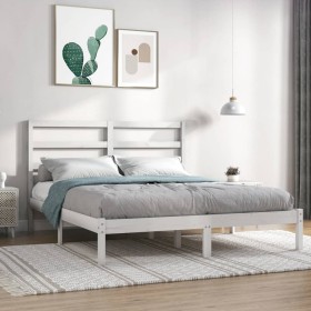 Estructura de cama doble pequeña madera maciza blanca 120x190cm de , Camas y somieres - Ref: Foro24-3104904, Precio: 114,47 €...