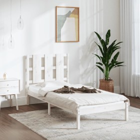 White single solid wood bed frame 75x190 cm by , Beds and slatted bases - Ref: Foro24-3105561, Price: 91,99 €, Discount: %