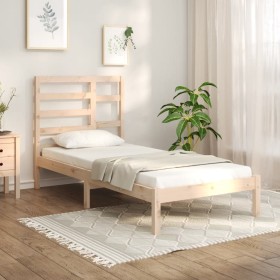 Solid wood bed frame 75x190 cm by , Beds and slatted bases - Ref: Foro24-3105755, Price: 81,26 €, Discount: %