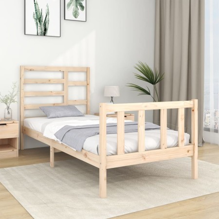 Estructura de cama madera maciza 75x190 cm de , Camas y somieres - Ref: Foro24-3105885, Precio: 95,99 €, Descuento: %