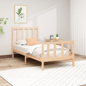 Solid pine wood bed frame 100x200 cm by , Beds and slatted bases - Ref: Foro24-3106693, Price: 123,69 €, Discount: %