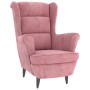 Pink velvet wing chair and stool by , Armchairs - Ref: Foro24-3115935, Price: 275,99 €, Discount: %