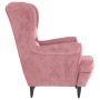 Pink velvet wing chair and stool by , Armchairs - Ref: Foro24-3115935, Price: 275,99 €, Discount: %