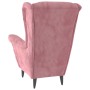 Pink velvet wing chair and stool by , Armchairs - Ref: Foro24-3115935, Price: 275,99 €, Discount: %