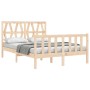 Bed frame with solid wood headboard 140x200 cm by , Beds and slatted bases - Ref: Foro24-3192491, Price: 126,54 €, Discount: %