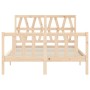 Bed frame with solid wood headboard 140x200 cm by , Beds and slatted bases - Ref: Foro24-3192491, Price: 126,54 €, Discount: %