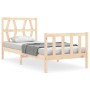 Single bed frame with solid wood headboard by , Beds and slatted bases - Ref: Foro24-3192451, Price: 88,99 €, Discount: %