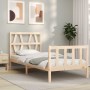 Single bed frame with solid wood headboard by , Beds and slatted bases - Ref: Foro24-3192451, Price: 88,99 €, Discount: %