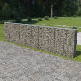 Gabionenwand mit Abdeckungen aus verzinktem Stahl 600x30x150 cm von vidaXL, Zaunpaneele - Ref: Foro24-143585, Preis: 385,12 €...