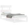 White solid wood bed frame with headboard by , Beds and slatted bases - Ref: Foro24-3193497, Price: 98,59 €, Discount: %