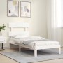 White solid wood bed frame with headboard by , Beds and slatted bases - Ref: Foro24-3193497, Price: 98,59 €, Discount: %